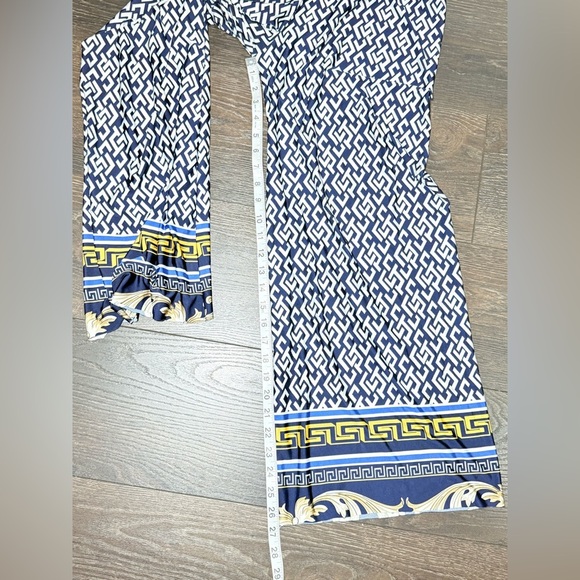 Stylish Blue and Gold Wide Leg Pants - Picture 3 of 5